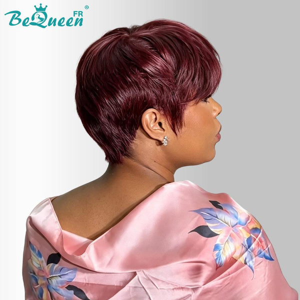 Bequeen Peluca "Suey" lacia hecha a máquina Negro mezclado con miel 100% cabello humano estilo 6
