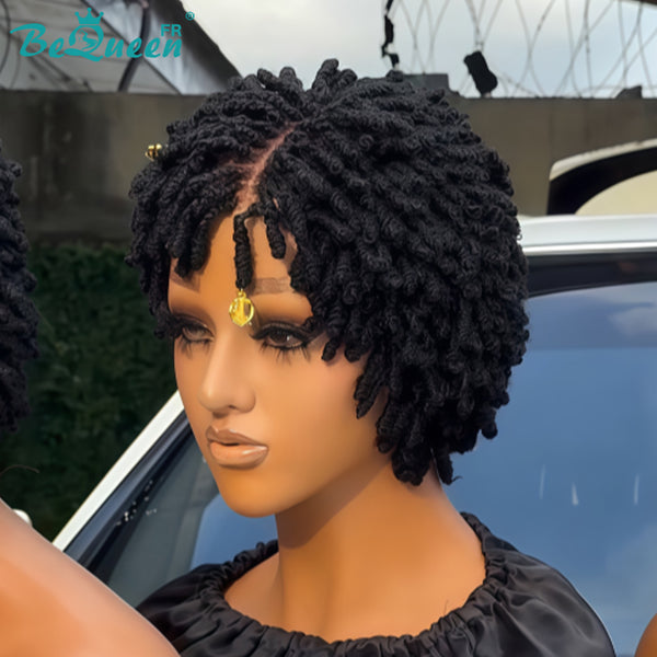 BeQueen “Helno" Peluca pixie con trenza twist de encaje completo, cuatro estilos
