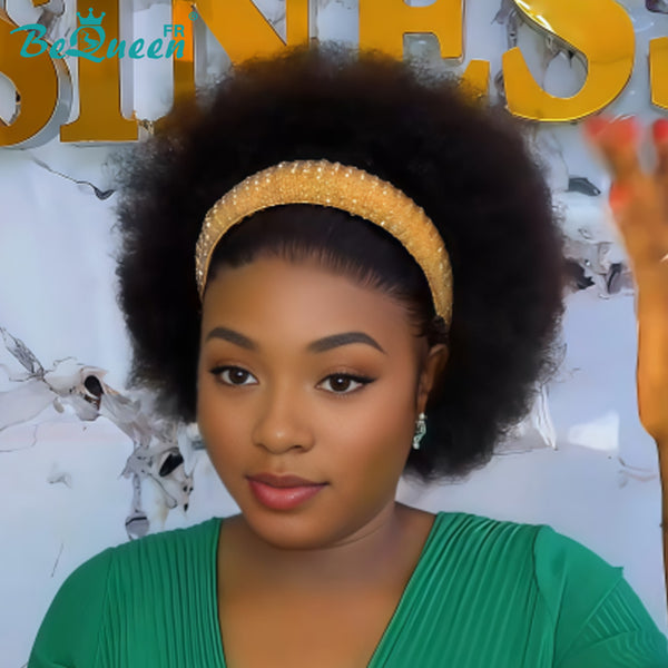 BeQueen "Addi" Perruque Bob Afro Curly Noir dentelle frontale 13X4 Sans colle perruque naturelle style 20