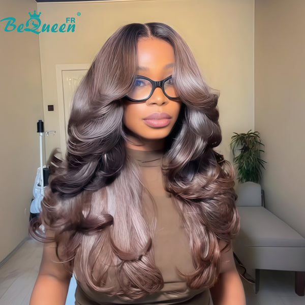 BeQueen "Hilary" Perücke lang 24 Zoll schwarz und braun Body Wave mit 4*4 Lace Closure zum halben Preis