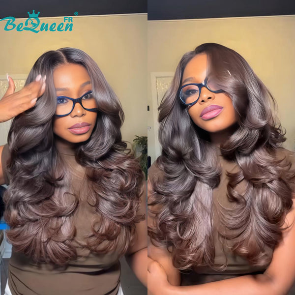 BeQueen "Hilary" Perücke lang 24 Zoll schwarz und braun Body Wave mit 4*4 Lace Closure zum halben Preis