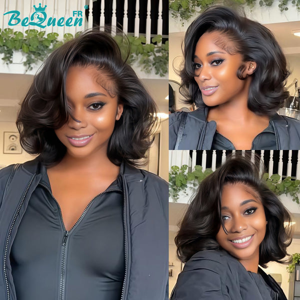 BeQueen "Sonia" Peluca Bob Liso 10 Pulgadas Raya al Lado Sin Pegamento Mitad de Precio estilo 2
