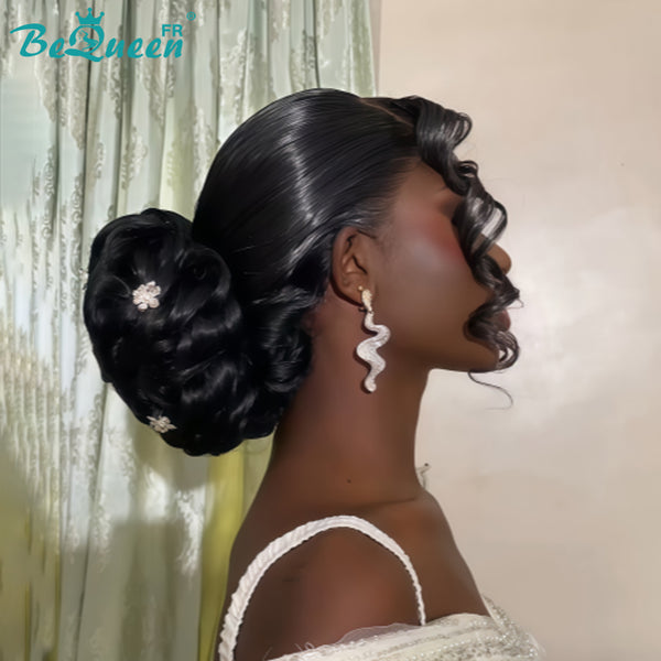 BeQueen “Pilar” Black Wedding Wig Chignon with 13x4 Lace Frontal