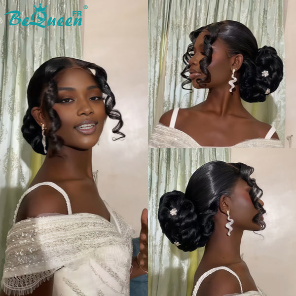 BeQueen “Pilar” Black Wedding Wig Chignon with 13x4 Lace Frontal