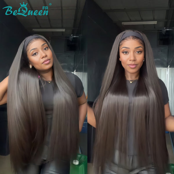 BeQueen "Mina" Perruque Longue 30 pouces Lisse Couleur noir en bandeau Moitié prix