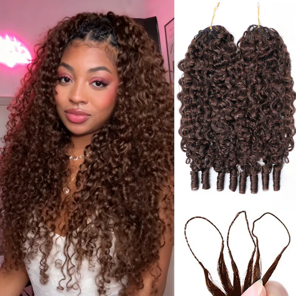 BeQueen Tissage Extensions de Cheveux Feather marron Burmese Curly 100% cheveux humains