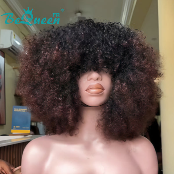 BeQueen "Josie" Bob Curly Wave Wig Brown Mix Honey Glueless 12 Inches Half Price