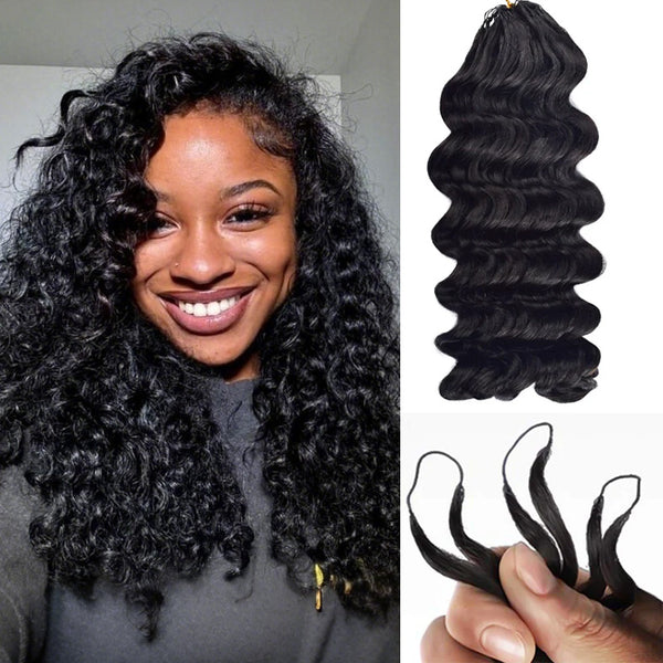 BeQueen Tissage Extensions de Cheveux Feather noir natural wave 100% cheveux humains