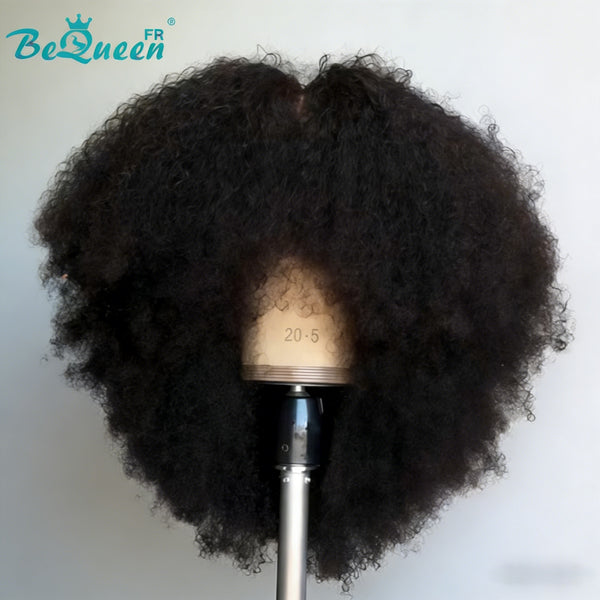BeQueen "Yaya" Peruca de Cabelo Cacheado com Franja Afro Sem Cola Peruca Natural