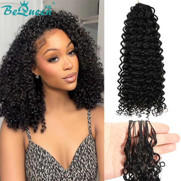 BeQueen Tissage Extensions de Cheveux Feather noir deep wave 100% cheveux humains
