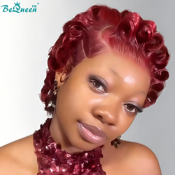 Bequeen “Suwe” Black Pixie Wig, Glueless Lace Front, Side Part, Style 11