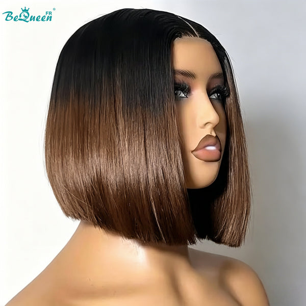 BeQueen "Dominique" Perruque Bob lisse Racine Noir et Brun en Lace KIM 2x6 100% vienamiens 250% densité Donné par 1 personne
