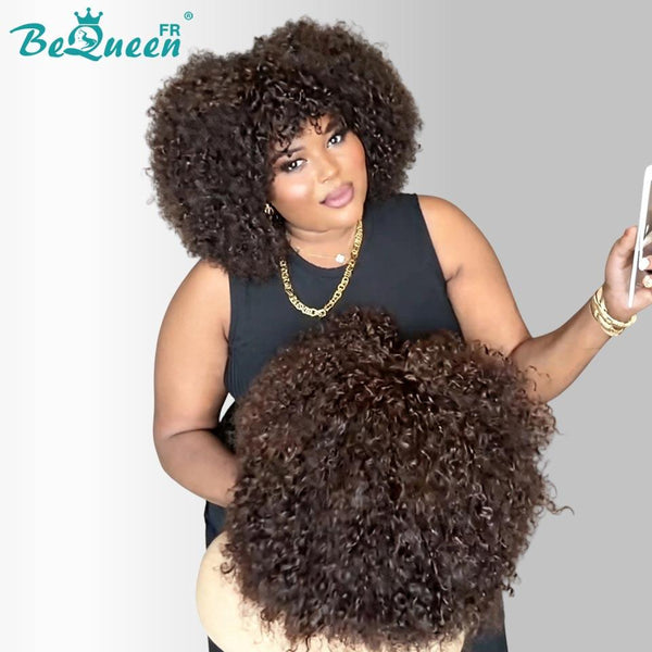 BeQueen „Addi“ Custom Bob Afro Curly Perücke, fertig zum Tragen, ohne Kleber, 13 x 4 cm 
