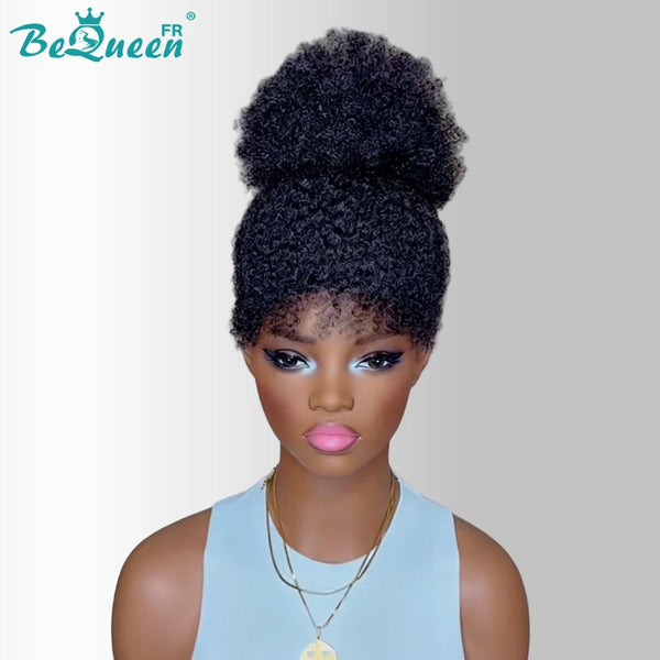 BeQueen “Drew” Long Curly Edges Afro Curl Wig with Lace Front, Half Price