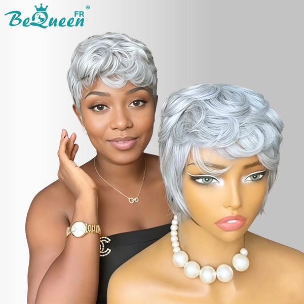 Bequeen Peluca "Suey" lacia hecha a máquina Negro mezclado con miel 100% cabello humano estilo 6
