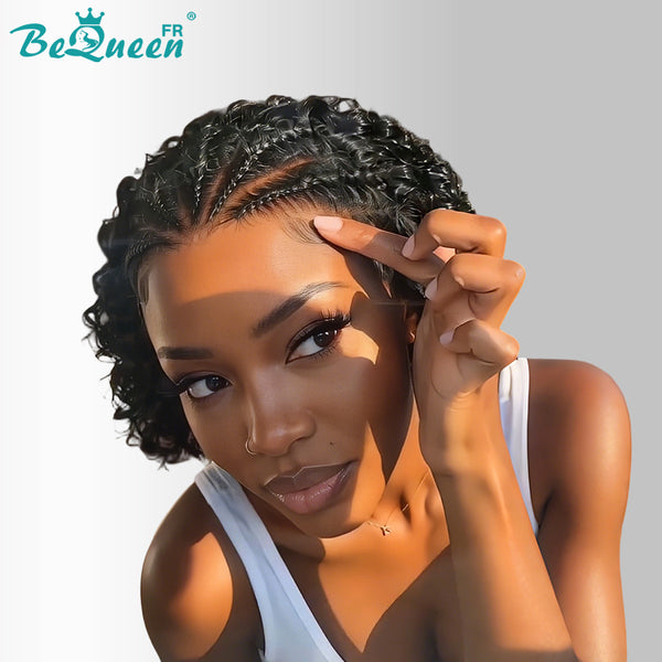 BeQueen “Unelle" Pixie Wig with Twist Braid, No Lace/Full Lace, Glue-Free, Style 2