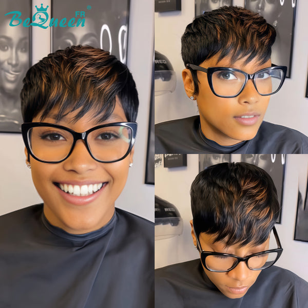 Bequeen Perücke „Suey“ glatt, maschinell gefertigt, Schwarz, 100 % Echthaar, Stil 3