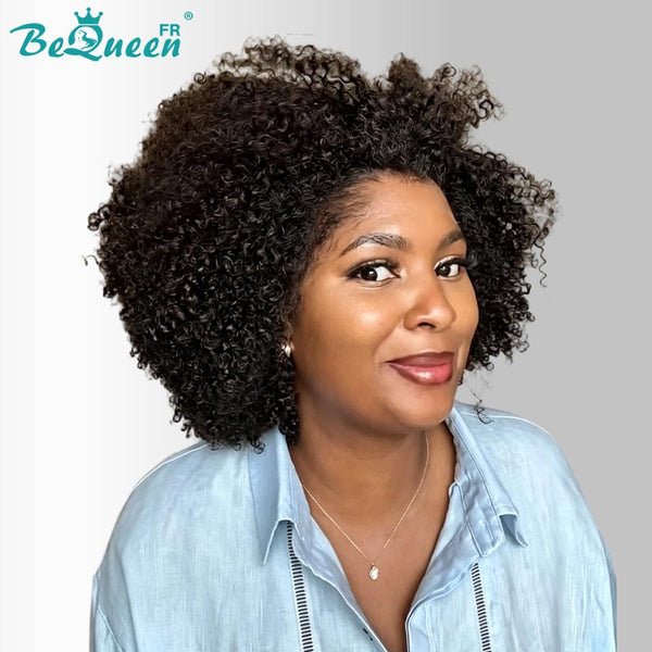 BeQueen “Sopa” Perücke Bob schwarz mit Lace-Front Kinky Curly ohne Kleber