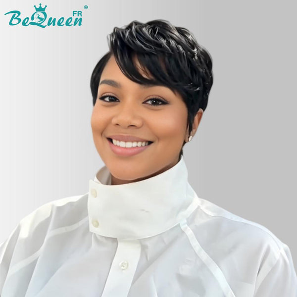 Bequeen Perruque "Suey" lisse à la machine Noir 100% cheveux humains style 43
