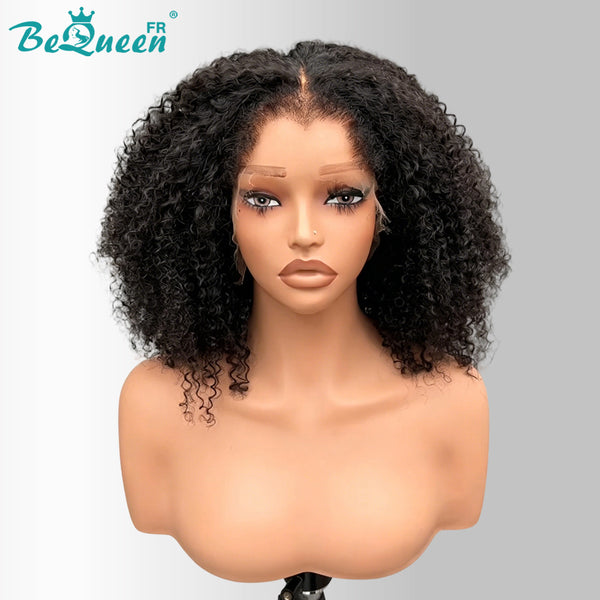 BeQueen "Alice" Perruque noir Bob Curly wave lace frontale 13*4 longueur 14 pouces avec la ligne de Lagos
