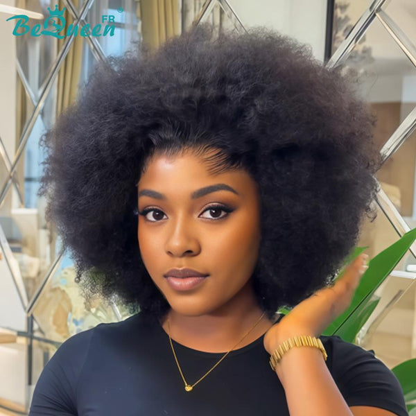 BeQueen "Addi" Perruque Bob Afro Curly Noir dentelle frontale 13X4 Sans colle perruque naturelle style 6