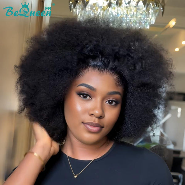 BeQueen "Addi" Perruque Bob Afro Curly Noir dentelle frontale 13X4 Sans colle perruque naturelle style 6