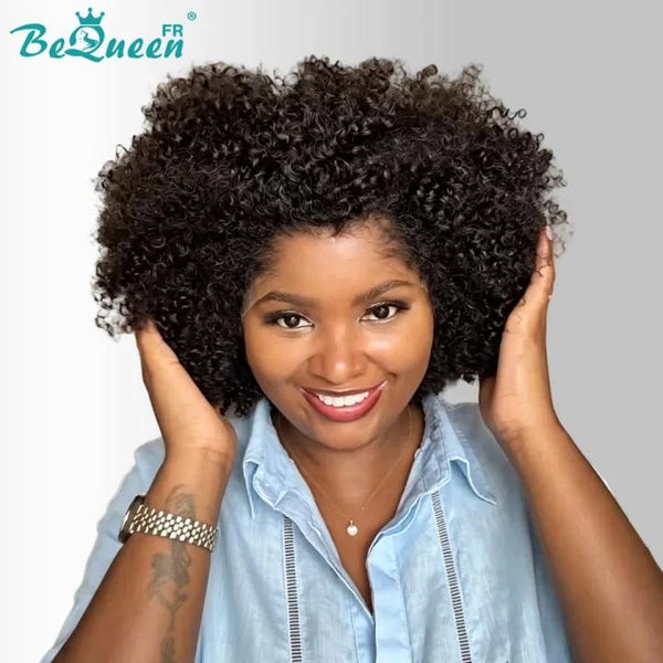BeQueen “Sopa” Perücke Bob schwarz mit Lace-Front Kinky Curly ohne Kleber