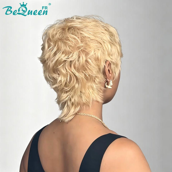 Bequeen Perücke „Suey“ glatt, maschinell gefertigt, Schwarz-Honig-Mix, 100 % Echthaar, Stil 6