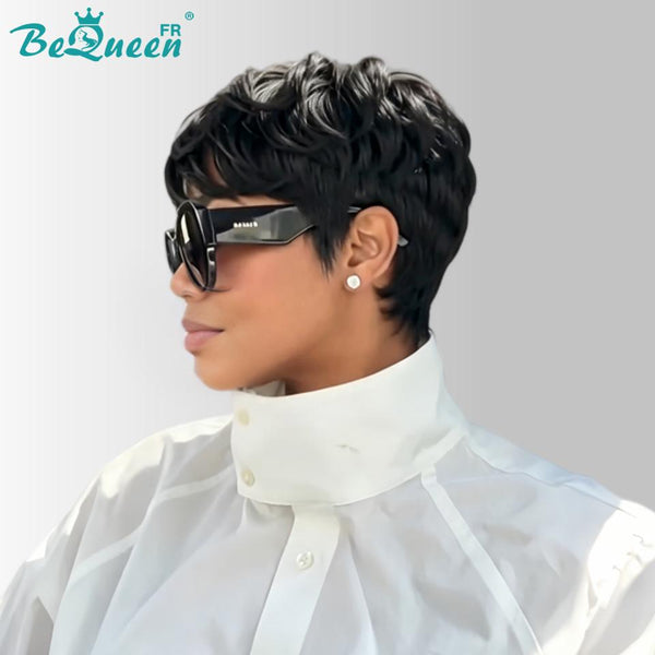 Bequeen Perruque "Suey" lisse à la machine Noir 100% cheveux humains style 43