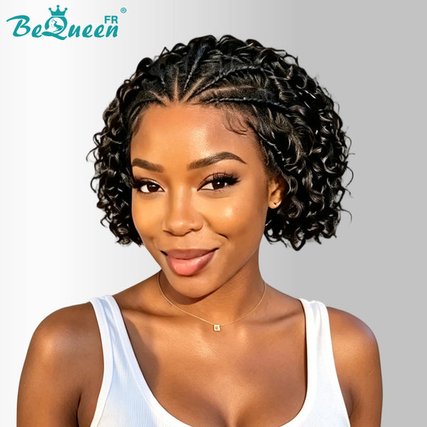 BeQueen “Unelle" Pixie Wig with Twist Braid, No Lace/Full Lace, Glue-Free, Style 2