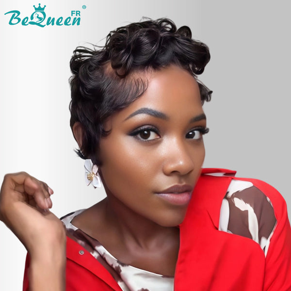 Bequeen Perruque “Chioma” Pixie noir curly avec lace frontale 100% raw hair bonne qualité peut durer 20 ans style 27