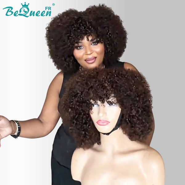 BeQueen „Addi“ Custom Bob Afro Curly Perücke, fertig zum Tragen, ohne Kleber, 13 x 4 cm 