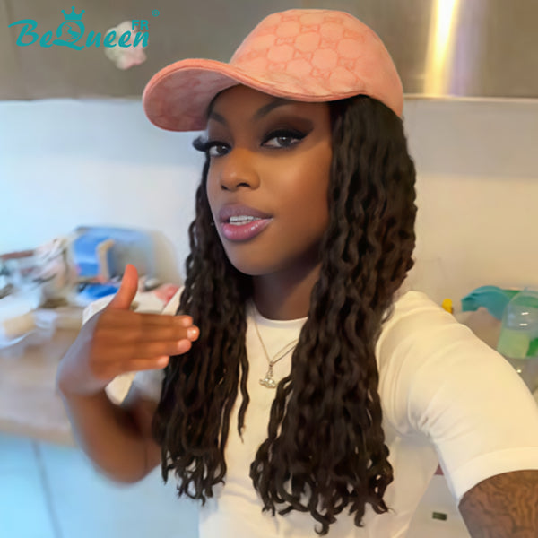 BeQueen "Clara" Perruque avec Tresse noir longue avec Porter un chapeau
