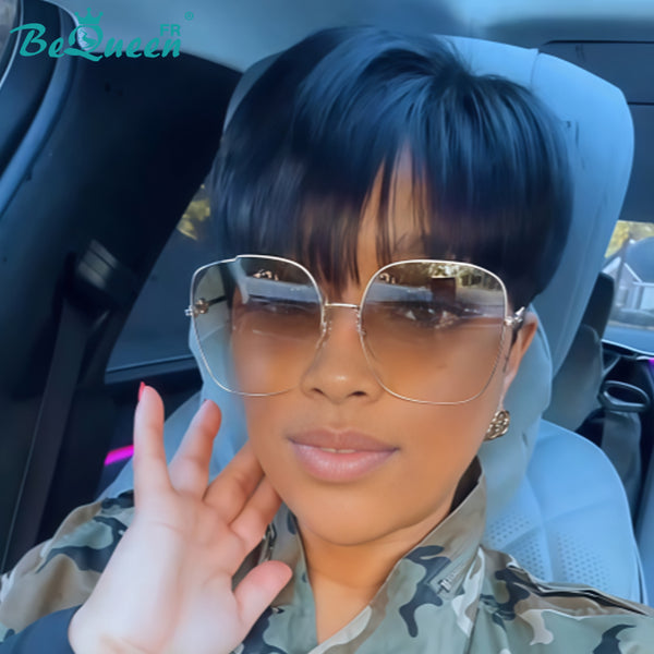 Bequeen Perücke „Suey“ glatt, maschinell gefertigt, Schwarz-Honig-Mix, 100 % Echthaar, Stil 6