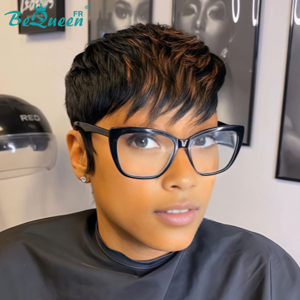 Bequeen Perücke „Suey“ glatt, maschinell gefertigt, Schwarz, 100 % Echthaar, Stil 3