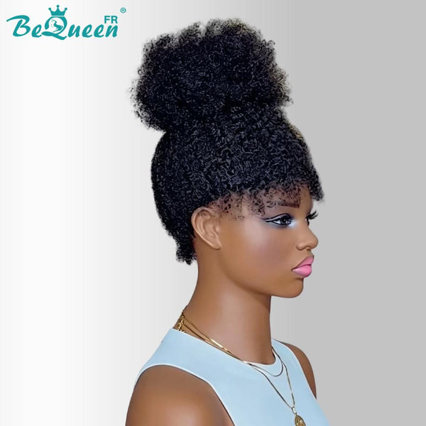 BeQueen “Drew” Long Curly Edges Afro Curl Wig with Lace Front, Half Price