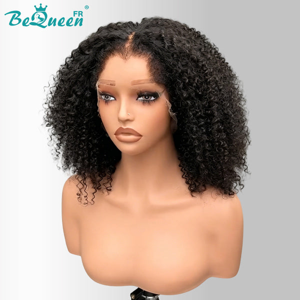 BeQueen "Alice" Perruque noir Bob Curly wave lace frontale 13*4 longueur 14 pouces avec la ligne de Lagos