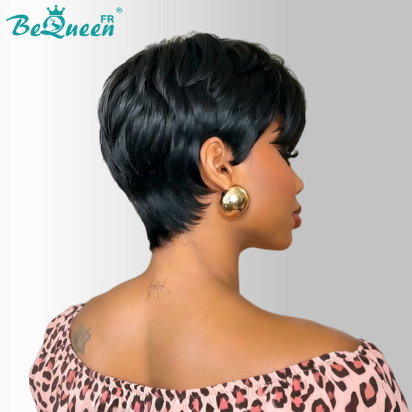 Bequeen Perruque "Suey" lisse à la machine Noir 100% cheveux humains style 40