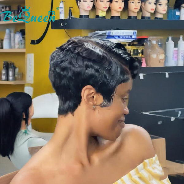 Bequeen Wig "Chris" Black Ready to Wear 100% Human Hair Glueless Style 6