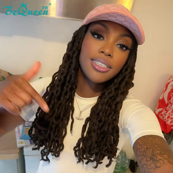 BeQueen "Clara" Perruque avec Tresse noir longue avec Porter un chapeau