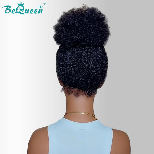 BeQueen “Drew” Long Curly Edges Afro Curl Wig with Lace Front, Half Price