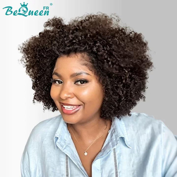 BeQueen “Sopa” Perücke Bob schwarz mit Lace-Front Kinky Curly ohne Kleber