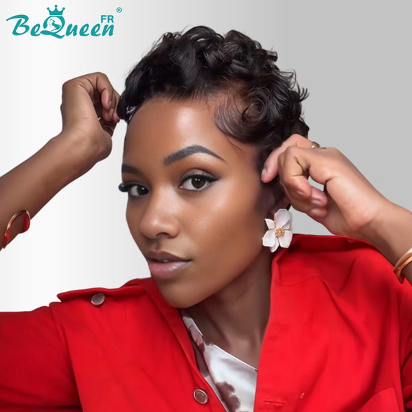 Bequeen Perruque “Chioma” Pixie noir curly avec lace frontale 100% raw hair bonne qualité peut durer 20 ans style 27