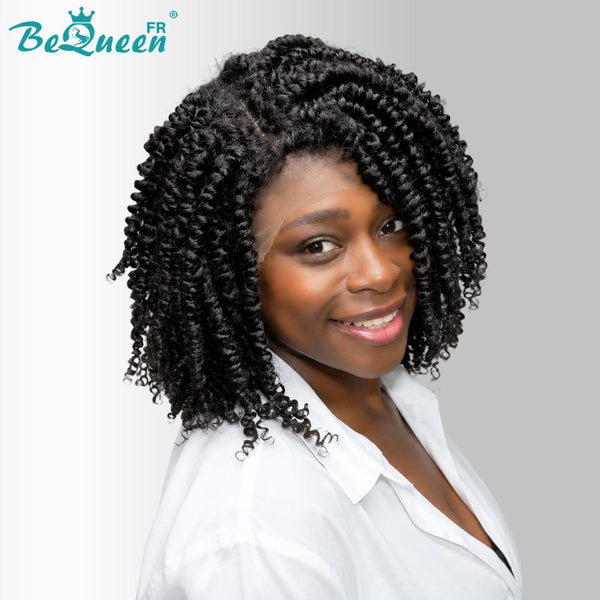 BeQueen “Unelle" Pixie-Perücke mit Twist-Zopf, ohne Lace/vollständige Lace, ohne Kleber, Stil 2
