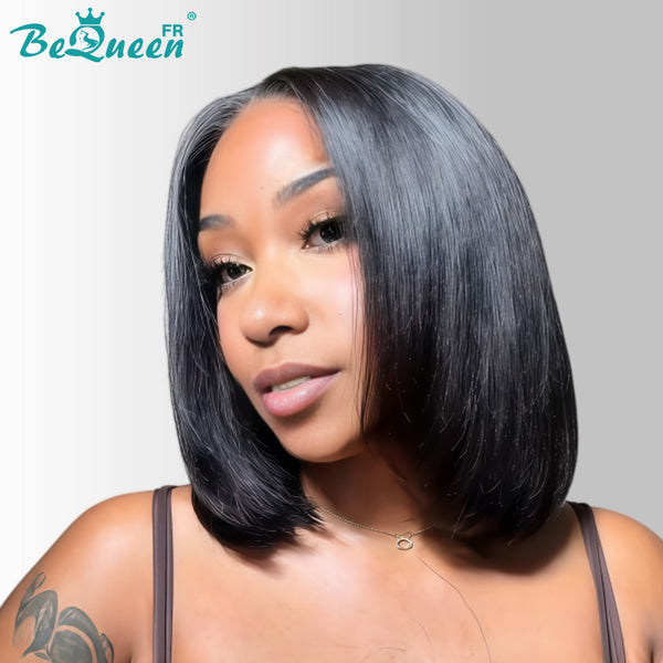 BeQueen "Sonia" Perruque Customisée Bob Lisse Pré-max: Pré-épilés+Prêt à porter Sans Colle+Pré-blanchiment+Band élastique lace 5*5 Raw Hair 250% Densité