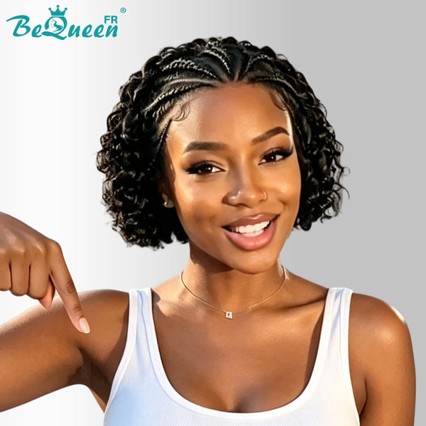 BeQueen “Unelle" Pixie Wig with Twist Braid, No Lace/Full Lace, Glue-Free, Style 2