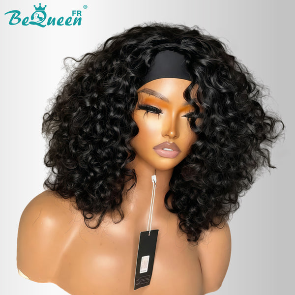 BeQueen "Bronnie" Perruque Bob couleur Noir Curly wave avec à bandeau Moitié prix
