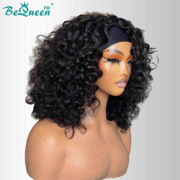 BeQueen "Bronnie" Perruque Bob couleur Noir Curly wave avec à bandeau Moitié prix