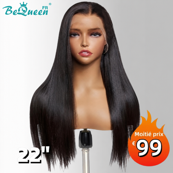 BeQueen “Mina" Peluca larga lisa con encaje frontal de 22 pulgadas, mitad de precio