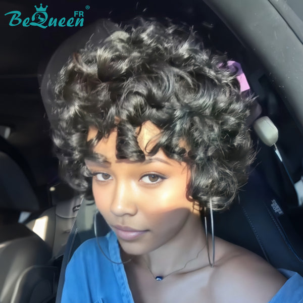 BeQueen Perruque "Stella" egg curl noir Avec une frange style 5